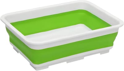 Opvouwbaar Voetenbad - Draagbaar Voetenbad Zwembad - Zwembad Netheid - Robuuste Materialen - 38x27x12 cm - Wit Groen