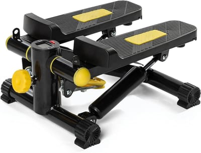 Stepper voor Thuistraining - Fitness Pedal - Cardio Oefeningen - Verstelbare Weerstand - Tot 100 kg - Zwart/Geel