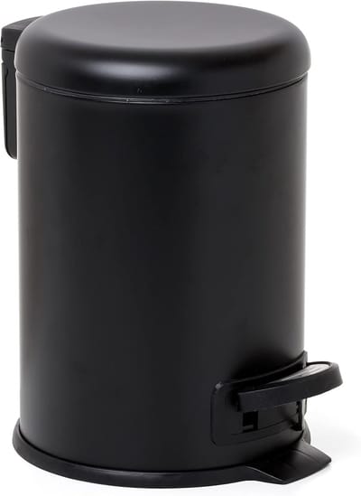 SnelShoppen - Badkameremmer met Voetpedaal - 3 Liter Roestvrij Staal - Softclose Sluiting - Uitneembare Binnenkant - Zwart - Perfect voor Badkamer en