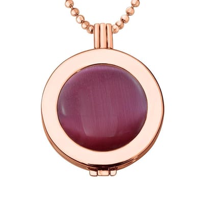 Munthouder met Ketting en Munt 33mm Cat's Eye Roze - Rosegoudkleurig - ERHS936