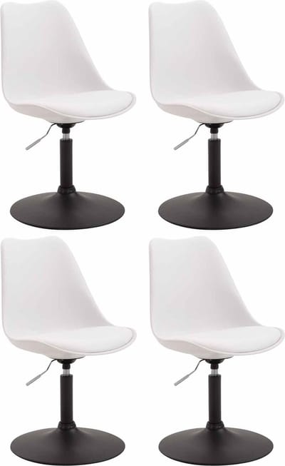CLP Maverick Set van 4 Eetkamerstoelen - Kunststof wit zwart