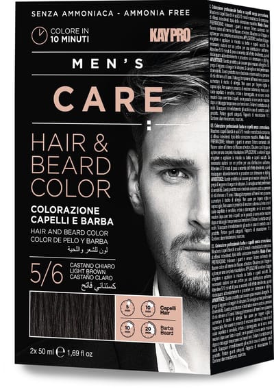 KayPro Men's Hair & Beard Color Care Kit Light Brown 5/6