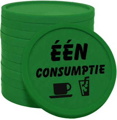 CombiCraft Consumptiemunten één consumptie Ø29mm donkergroen - enkelzijdig bedrukt - 100 stuks