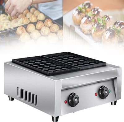 Takoyaki Maker - Octopus Bal Maker - Thuis Snacks Maken - 56 Gaten Capaciteit - 46 x 45 cm - Zilver