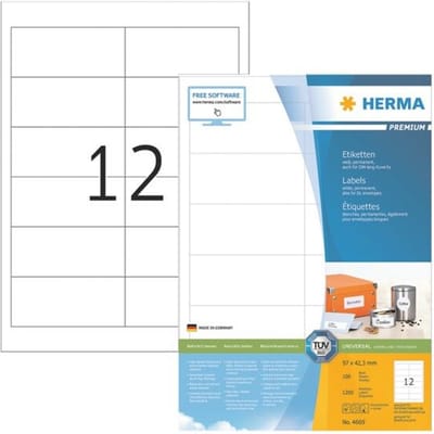 Herma premium-etiketten op A4-bladen, 1200 etiketten, 100 vellen