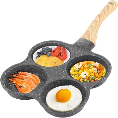 Omelettenpan met 4 Gaten - Anti-aanbak Koekenpan voor Ontbijt en Pannenkoeken