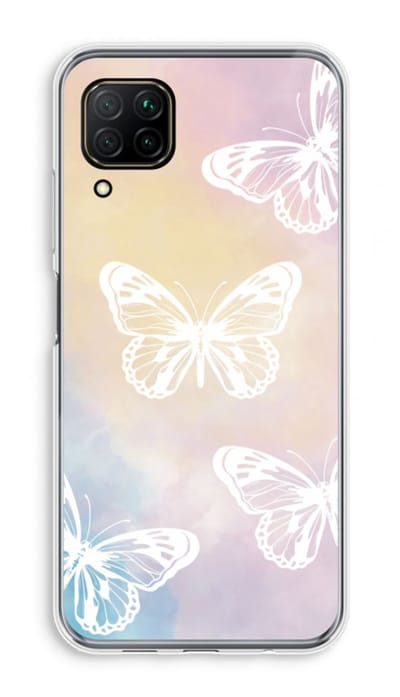 Case Company® - Hoesje geschikt voor Huawei P40 Lite hoesje - White butterfly - Soft Cover Telefoonhoesje - Bescherming aan alle Kanten en Schermrand