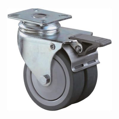 BS zwenkwielen Dubbel zwenkwiel met rem Ø 50 mm 60 kg - B120.A85....