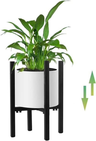 Famanu – Verstelbare metalen plantenstandaard voor binnen en buiten, bloempotstandaard met instelbare breedte van 24-35 cm, ideaal voor verschillende potten