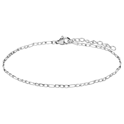 Lucardi Dames Stalen armband figaro 2mm - Armband - Staal - Zilver - 22 cm