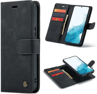 Casemania Hoesje Geschikt voor Samsung Galaxy S21 - Charcoal Gray - 2 in 1 Magnetic Book Case