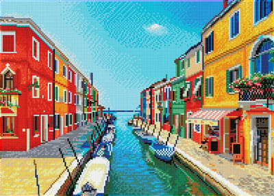DQ10.004 Diamond Dotz® - Hobby Pakket - Diamond painting volwassenen - Zomer in Venetië 37 x 51.5cm - Vierkante steentjes - Diamond painting pakket volledig