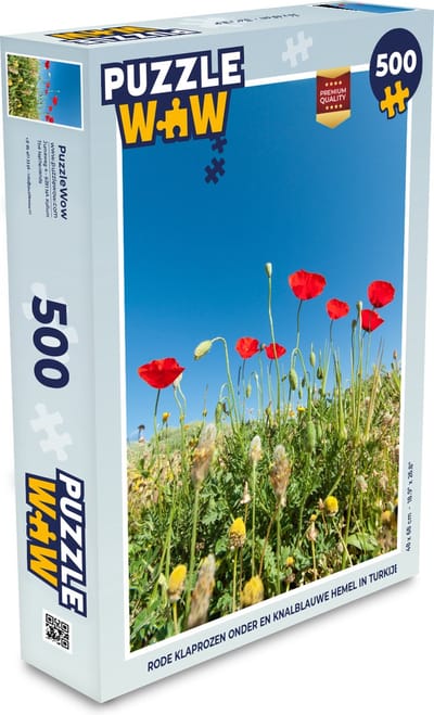 Puzzel Rode klaprozen onder en knalblauwe hemel in Turkije - Legpuzzel - Puzzel 500 stukjes