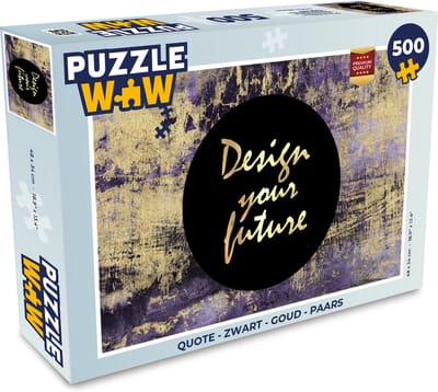Puzzel Quote - Zwart - Goud - Paars - Legpuzzel - Puzzel 500 stukjes