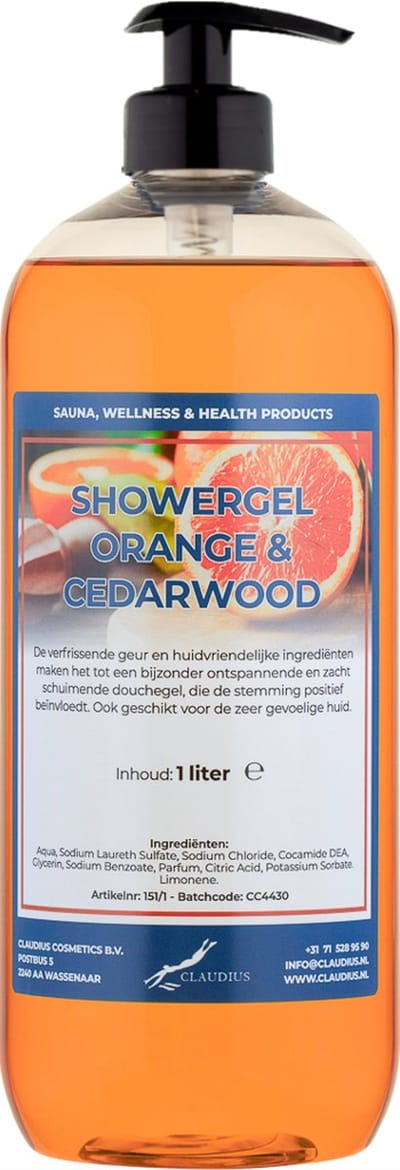 Douchegel Sweet Orange & Cedarwood 1 liter - met gratis pomp - showergel
