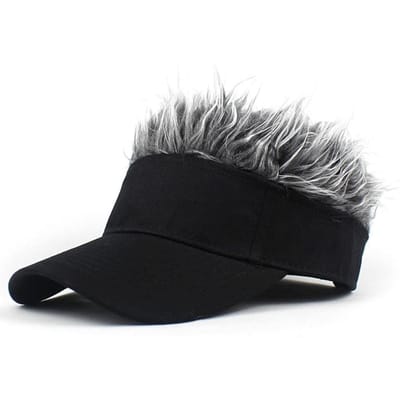 Heren Prikkerige Pruik Haar Anti-UV Hardloopmuts Zomer Zonneklep Golf Honkbalpet Visserij Zon Hoed Chique Casual Hip-Hop Club Dans Vizier One Size gray
