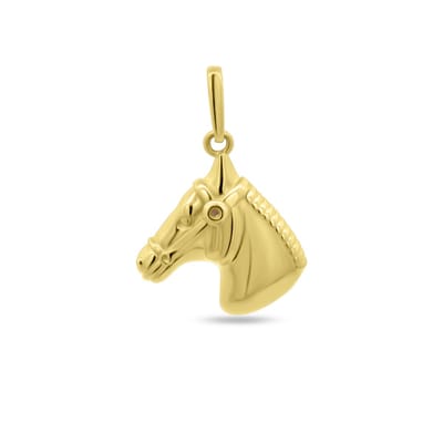 New Bling 9NBSAM-G230380 Gouden Hangertje Paard - 14 Karaat Bedeltje - Paardenhoofd 13,5x10,9mm - Goud