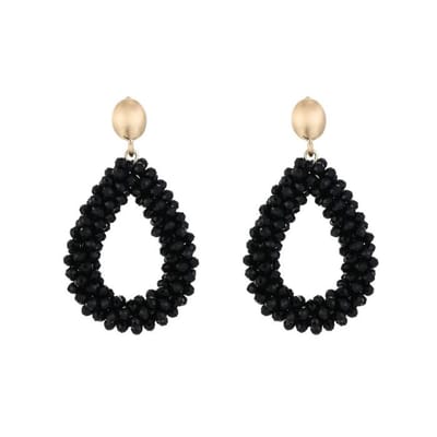 Oorbellen Crystal Drop [L] - Party - Feestdagen - Kralen - Crystal Beads - Cadeau - Zwart - Dames oorbellen - Statement oorbellen - Stainless steel - Dames cadeau - Kerst cadeau - Sinterklaas - Valentijn - Moederdag