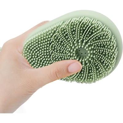 Siliconen Zachte Exfoliërende Lichaam Bad Douche Scrub Spons Loofah Borstel Navulbare Badborstel Gemakkelijk Schuimende Massageborstel Badkamergereedschap groen