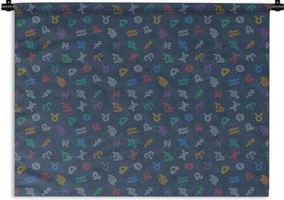 Wandkleed - Wanddoek - Zodiac - Patroon - Astrologie - 120x90 cm - Wandtapijt