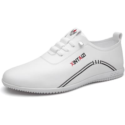 Nieuwe Heren Casual Schoenen Heren Sport Schoenen Zakelijke Leren Schoenen Modieuze Witte Schoenen Zachte Zool Comfortabele Heren Schoenen 44 white