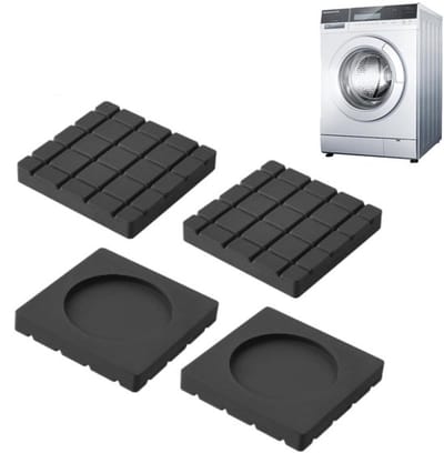 Anti-vibratiepads 4 Stuks - Zwarte Rubber - Vierkante Pads - Vibratiepads voor Wasmachine - Antislip - Schokbestendig