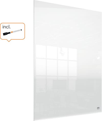 Nobo Draagbaar, Droog Uitwisbaar Mini Whiteboard voor Bureau of aan de Muur -  600 x 450 Millimeter - Inclusief  Whiteboard Marker En Montage Pads - Transparant Acryl