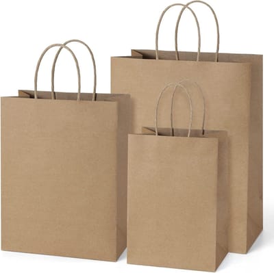 Papieren Zakken met Handvatten - Cadeauzakken Kraft - Verpakken en Cadeau geven - 100% Recyclebaar Papier