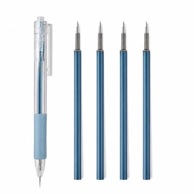 Blauw pen mes set 5 stuks snijmes pen voor hobby en DIY precisie snijgereedschap navulbare pen mes met extra mesjes voor scrapbooking sticker snijden en knutselen