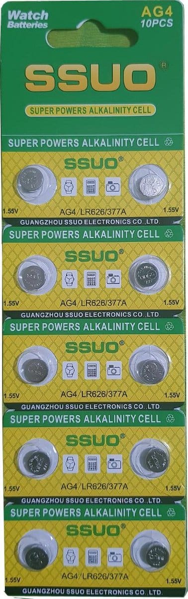 SSUO AG4 / LR626 / 377a Horloge Batterijen - 10 stuks