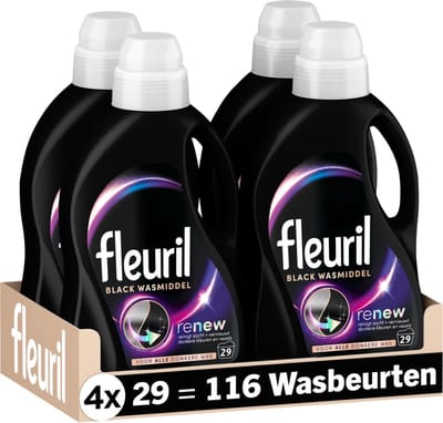 Fleuril Black - Vloeibaar Wasmiddel - Donkere en Zwarte Was - 4x29 Wasbeurten - Voordeelverpakking