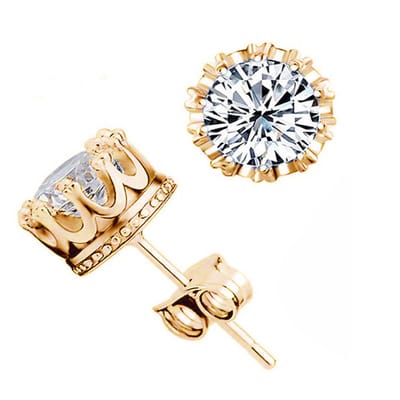 Lumici® | Royal Crown Zirkonia Earrings - Royale Kroontjes Zirkonia Oorbellen - Kroontjes - Kroon - Koning - Prins - Prinses - Koningin - Koningsdag - Goud Cadeau Voor Vrouwen - Moederdag Cadeau - Valentijn - Liefde - Verrassing - Goud & Zilver