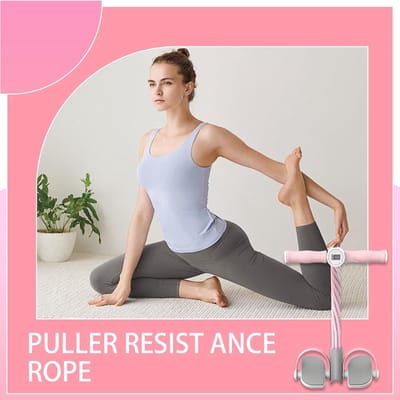 Pedaaltrekker Touw - Fitness Elastiek - Lichaamstraining - Interactieve Trainer - 27x15x10 cm - Roze