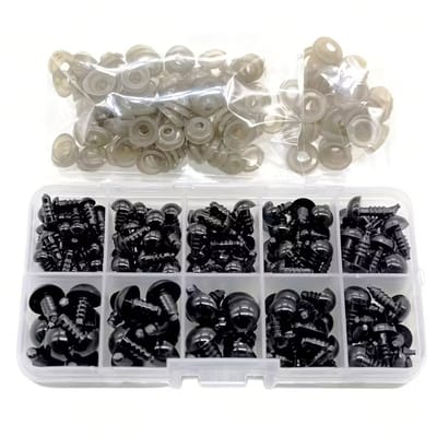 Fako Bijoux - Veiligheidsoogjes Voor Knuffels - Knuffel Oogjes - Beer Oogjes - Inclusief Bruine Sluitringen - 6-12 mm - 100 Stuks