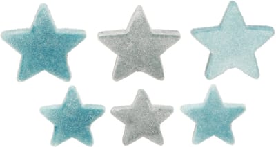 Decoratieve sterren flocked scatter decoratie blauw Ø4/5cm 40 stuks, 4