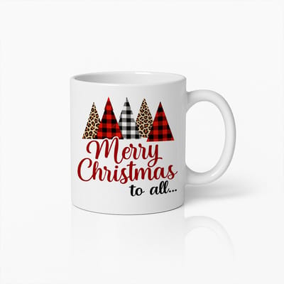 Merry Christmas Koffiemok 330ml | Feestelijke Kerstbeker met Ruit & Luipaard Boomontwerp | Perfect Kerstcadeau