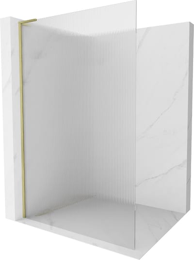 Mexen Kioto L Douchewand Walk-in 70 x 200 , strepen, goud geborsteld - 800-070-103-55-09