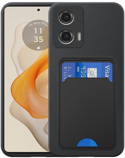 Geschikt voor Motorola Moto G Stylus 2024 Telefoonhoesje met TPU Pasjeshouder - Flexible Back Cover Case Siliconen TPU with Cardslot - Zwart - Smartphonica geschikt voor Motorola Moto G Stylus 2024