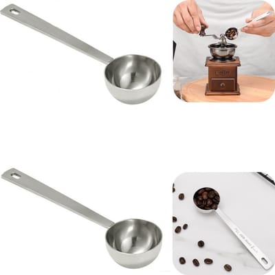 2 stuks maatschepjes - koffiebes maatschep - sauslepel - suikerlepel - zoutlepel - lange steel met schaalverdeling - roestvrijstalen lepel - slijtvast - valbestendig - keukenaccessoires - geschikt voor suiker, restaurant (zilver, 14,7*3,8 cm)