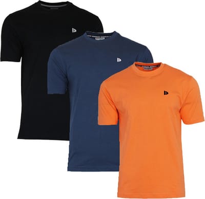 3-Pack Donnay - T-shirt (Vince) - Sportshirt - Heren - Black/Navy/Apricot orange (554) - maat S