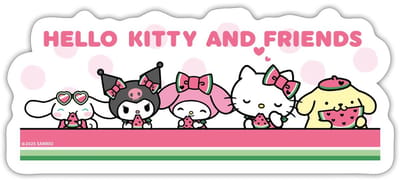 Hello Kitty En Vriend Eten Watermeloen Sticker Maat S (max. 10 x 10cm)