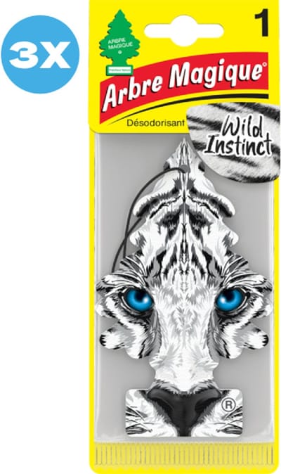 3 stuks Wild Instinct Arbre Magique Geurboom Luchtverfrisser voor in de auto – Car Parfum – Geurboompje – Geurbooster – Wonderboom – Geurverfrisser – Nieuwe Auto – Autogeur – Autoparfum – Geurblad - Zomer Fris
