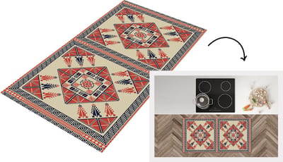 Keukenloper - Loper keuken - Patronen - Tegel - Bloem - Borduren - Arabisch - 120x60 cm - Keukenloper vinyl