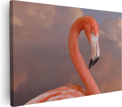 Artaza Canvas Schilderij Vogel - 30x20 cm - Klein - Wanddecoratie Flamingo - Muurdecoratie Woonkamer - Kamer Accessoires