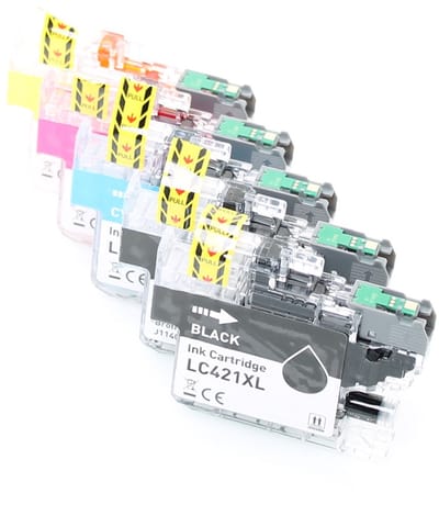 ABC huismerk set 5x inkt cartridge geschikt voor Brother LC421XL geschikt voor DCP-J1050DW DCP-J1140DW MFC-J1010DW