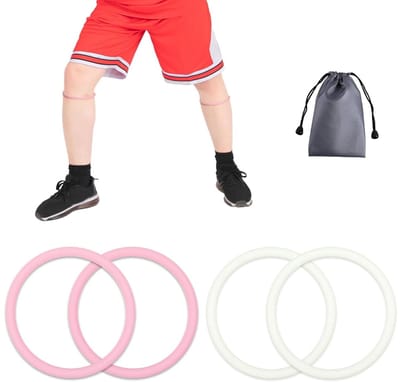 Siliconen Patella Ondersteuningsbanden - Ademend Kniebanden voor Sport, Hardlopen en Basketbal met Opbergtas voor Mannen en Vrouwen (Roze, Luminous Wit)