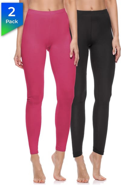 Merry Style Dames Leggings - Sport - Vrijetijdsbroek - 2-Pack - Lang - Katoen - MS-MS10-198-LE-2Pack - Zwart/Roze - XL