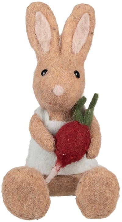 Clayre & Eef Decoratie Beeld Konijn 10x10x19 cm Bruin Textiel