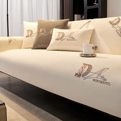 Chenille Geborduurde Bankkussen, All-season Antislip Bankhanddoek, Scandinavische Stijl Eenvoudige Bankhoes 70*70cm
