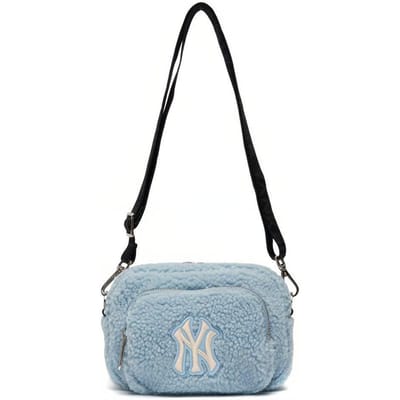 Série en polaire d'agneau MLB Logo LA Dodgers Sac appareil photo à fermeture éclair Sac bandoulière unisexe Rose Bleu 3ACRS0316-50BLL Pink Blue